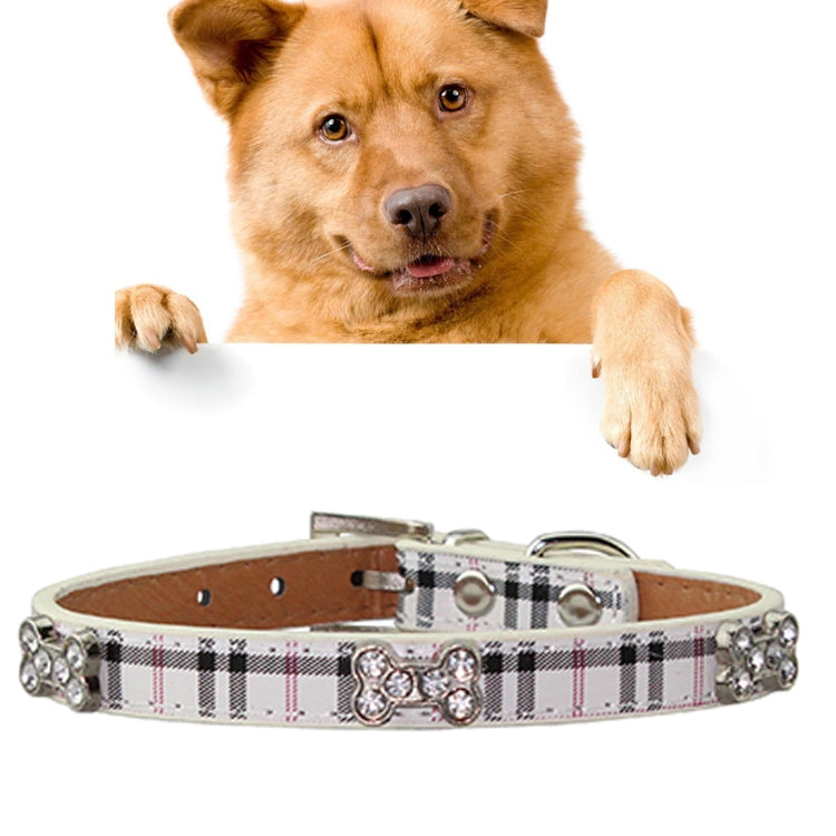 PU Leather with Bone Designs Pet Dog Collar Pet Products, Size: M, 2 * 42cm