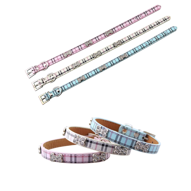 PU Leather with Bone Designs Pet Dog Collar Pet Products, Size: S, 1.5 * 37cm(Pink)