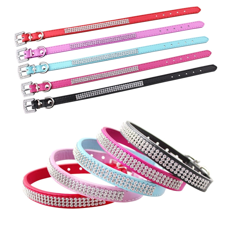 PU Diamond Studded Pet Collar Dog Collar Pet Products, Size: S, 1.5 * 37cm