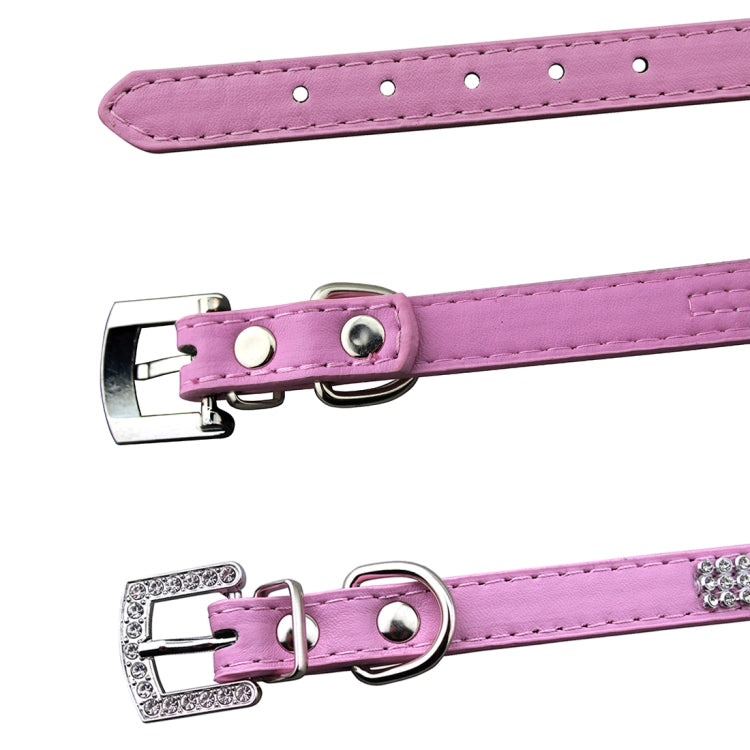 PU Diamond Studded Pet Collar Dog Collar Pet Products, Size: M, 2 * 42cm