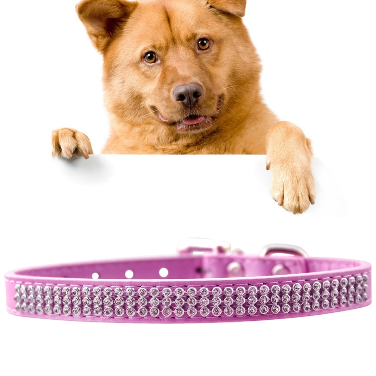PU Diamond Studded Pet Collar Dog Collar Pet Products, Size: M, 2 * 42cm