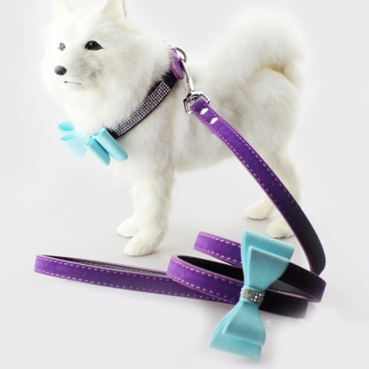 Flocking Diamond Studded Bowknot Pet Collar Dog Collar Pet Products, Size: S, 1.5 * 37cm