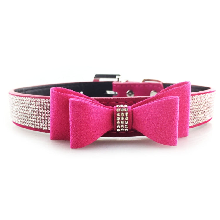 Flocking Diamond Studded Bowknot Pet Collar Dog Collar Pet Products, Size: M, 2 * 42cm