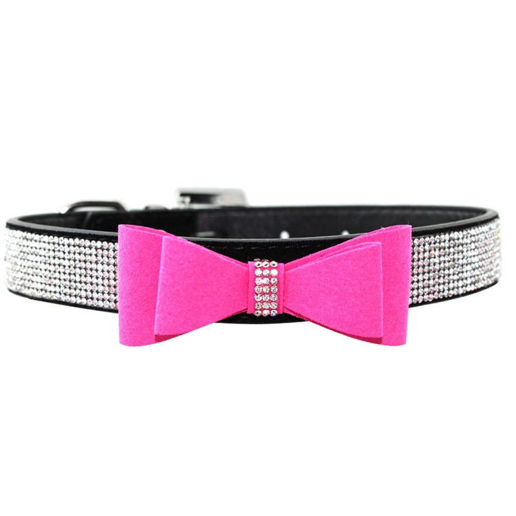 Flocking Diamond Studded Bowknot Pet Collar Dog Collar Pet Products, Size: L, 2.5 * 51cm
