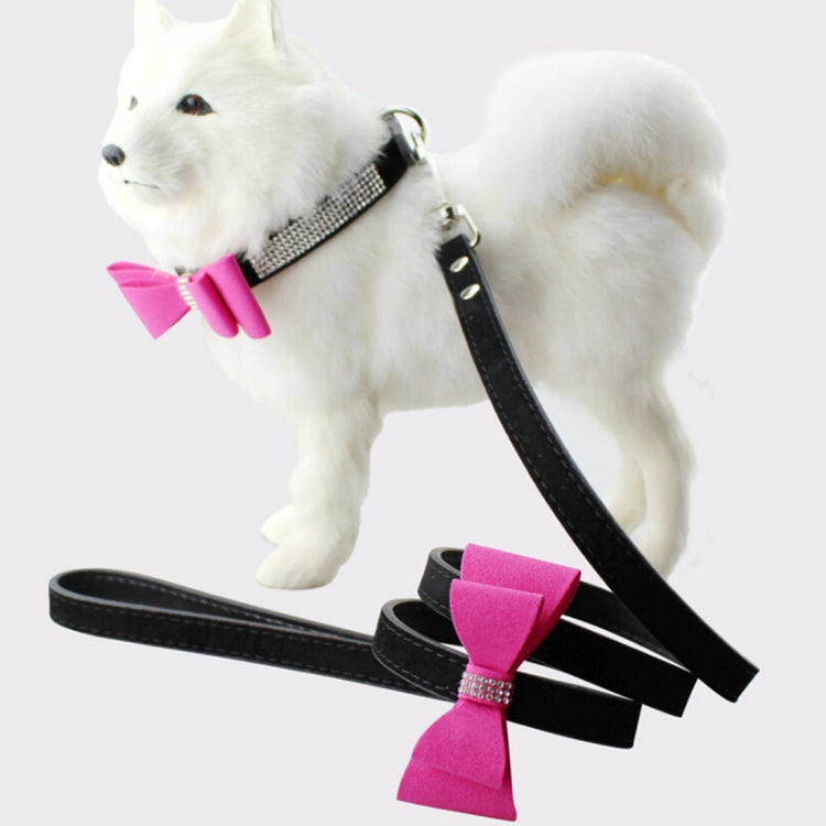 Flocking Diamond Studded Bowknot Pet Collar Dog Collar Pet Products, Size: L, 2.5 * 51cm