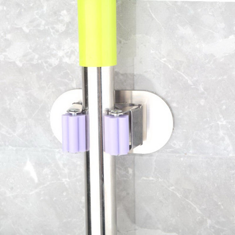 Stainless Steel Broom mop Clip Chopsticks Barrel Multi-function Kitchen Punching-free Wall-mounted Holder Storage Rack