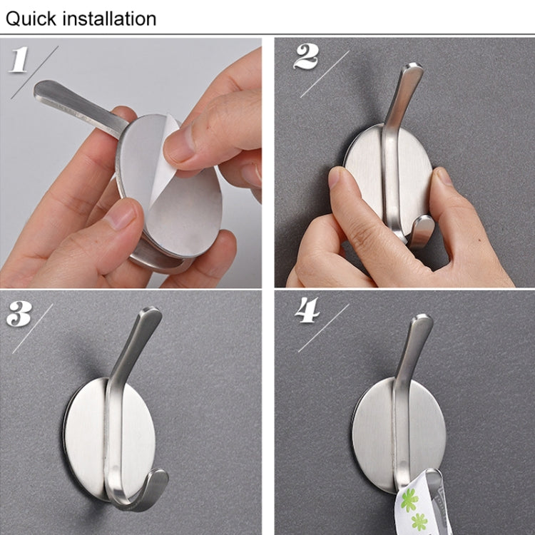 304 Stainless Steel Elliptical Hook Bathroom Non-perforated Storage Clothes Hanger