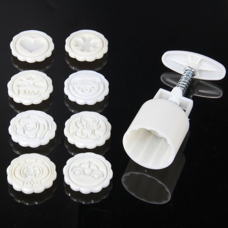 DIY Fondant Cake Mold Biscuit Cookie Cutters Baking Tools with 8 PCS Round Cartoon Patterns