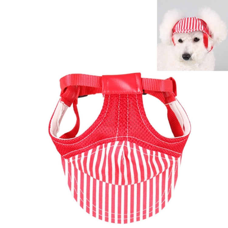 Striped Travel Pet Hat Outdoor Sports Breathable Hat Adjustable, Size: S