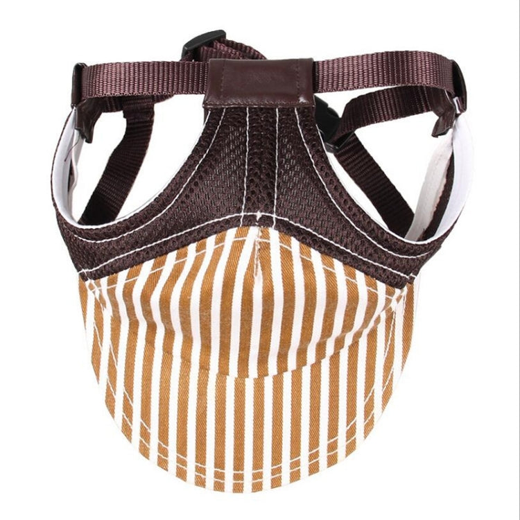 Striped Travel Pet Hat Outdoor Sports Breathable Hat Adjustable, Size: M(Coffee)