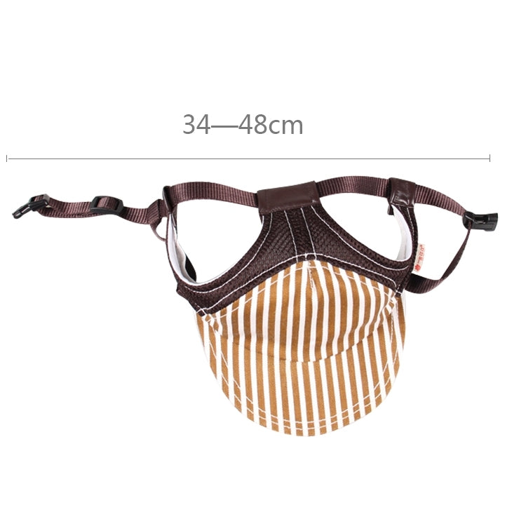 Striped Travel Pet Hat Outdoor Sports Breathable Hat Adjustable, Size: M(Coffee)