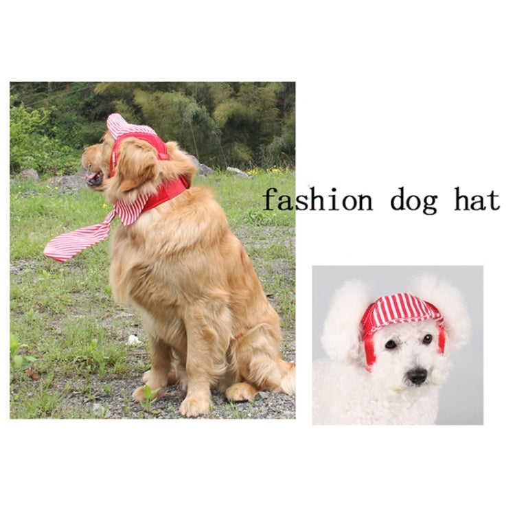 Striped Travel Pet Hat Outdoor Sports Breathable Hat Adjustable, Size: M(Coffee)