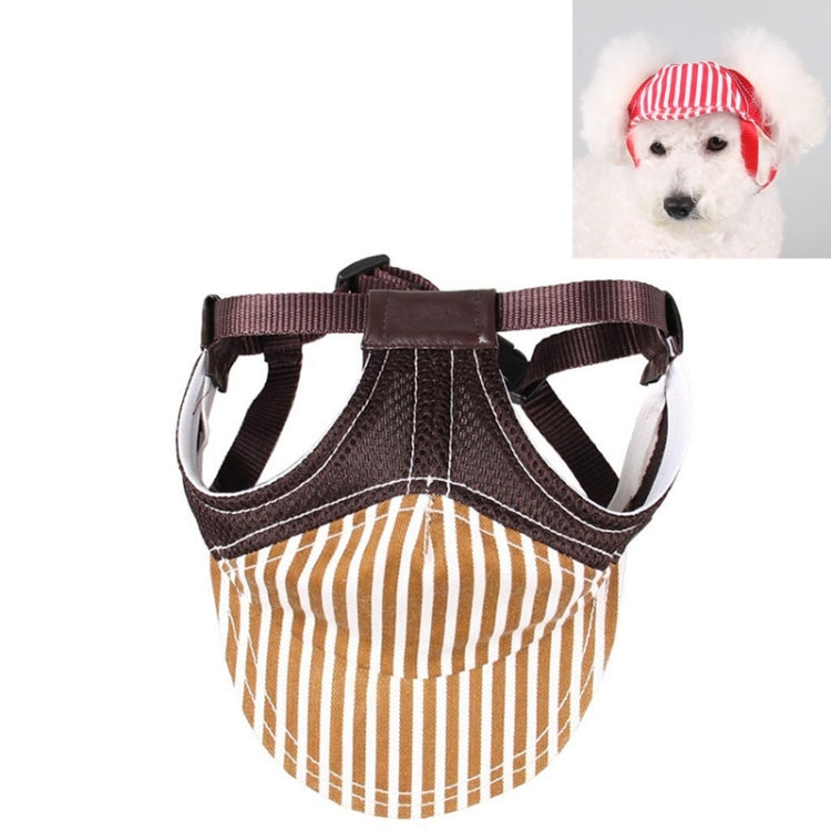 Striped Travel Pet Hat Outdoor Sports Breathable Hat Adjustable, Size: M(Coffee)