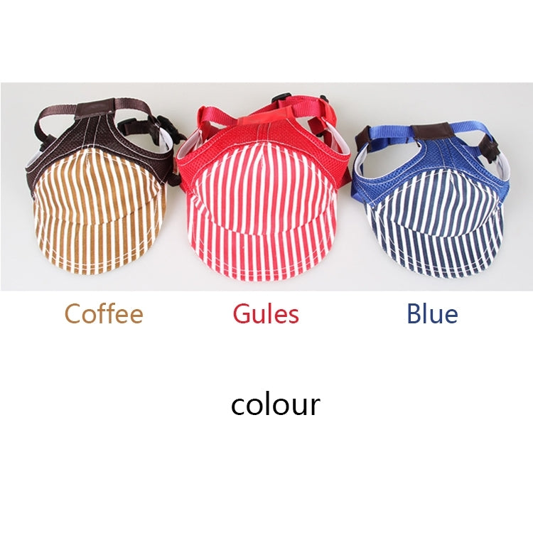 Striped Travel Pet Hat Outdoor Sports Breathable Hat Adjustable, Size: L(Coffee)