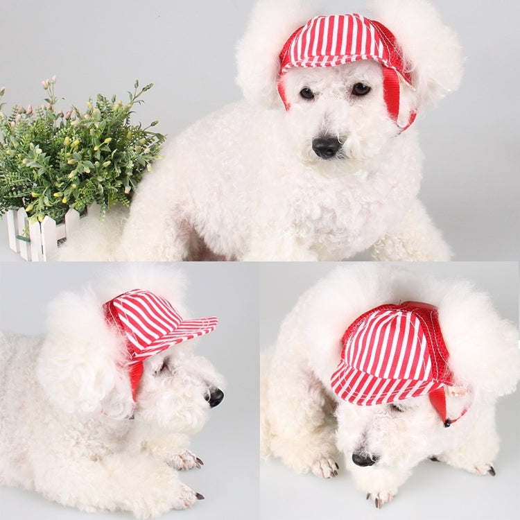 Striped Travel Pet Hat Outdoor Sports Breathable Hat Adjustable, Size: L(Coffee)