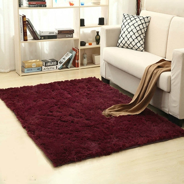 Bedroom Living Room Warm Faux Plush Carpet Floor Fluffy Soft Mat, Sizeï¼š200x400cm(Wine Red)