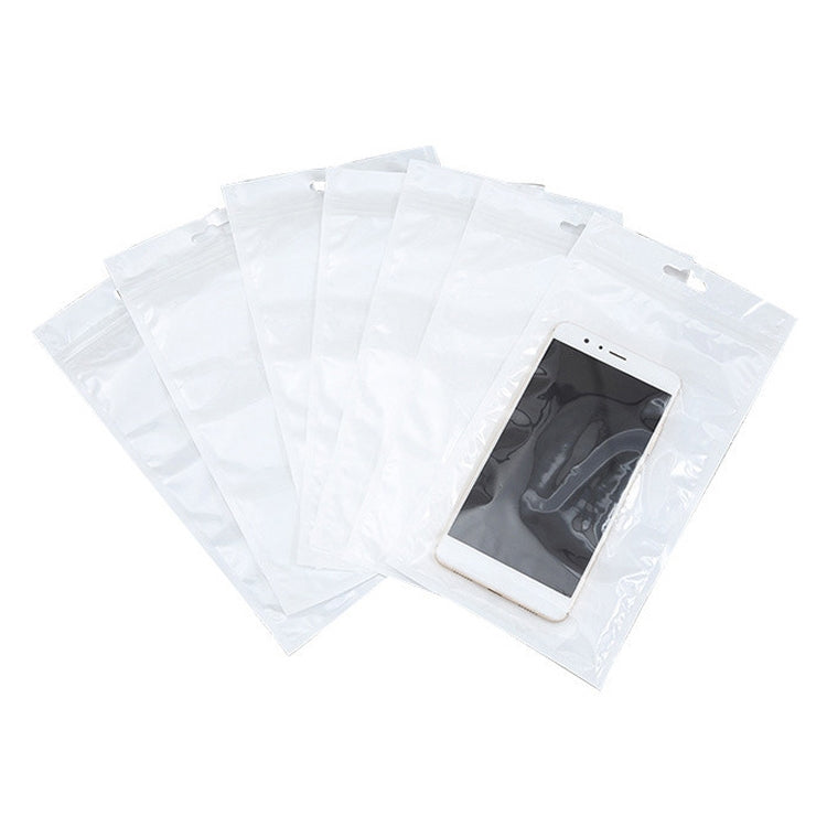 100 PCS 8.5cm x 11cm Hang Hole Clear Front White Pearl Jewelry Zip Lock Packaging Bag, Custom Printing and Size are welcome