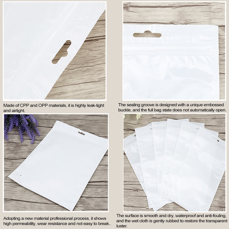 100 PCS 8.5cm x 11cm Hang Hole Clear Front White Pearl Jewelry Zip Lock Packaging Bag, Custom Printing and Size are welcome