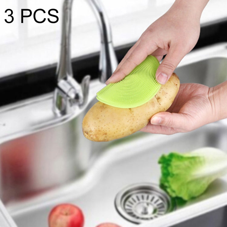 3 PCS Creative Silicone Dishwashing Vegetable Fruit Cleaning Brush Heat Insulation Pad Random Color Delivery