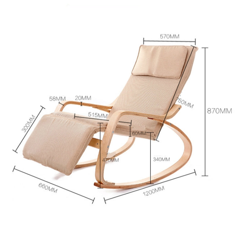 Q1 Curved Wooden Rocking Chair Solid Wood Birch Folding Lounge Chair