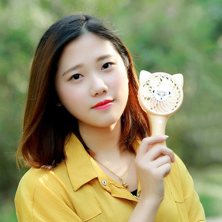 Cartoon Fox Shape Mute Handheld Fan 3 Speed USB Charging (Yellow)