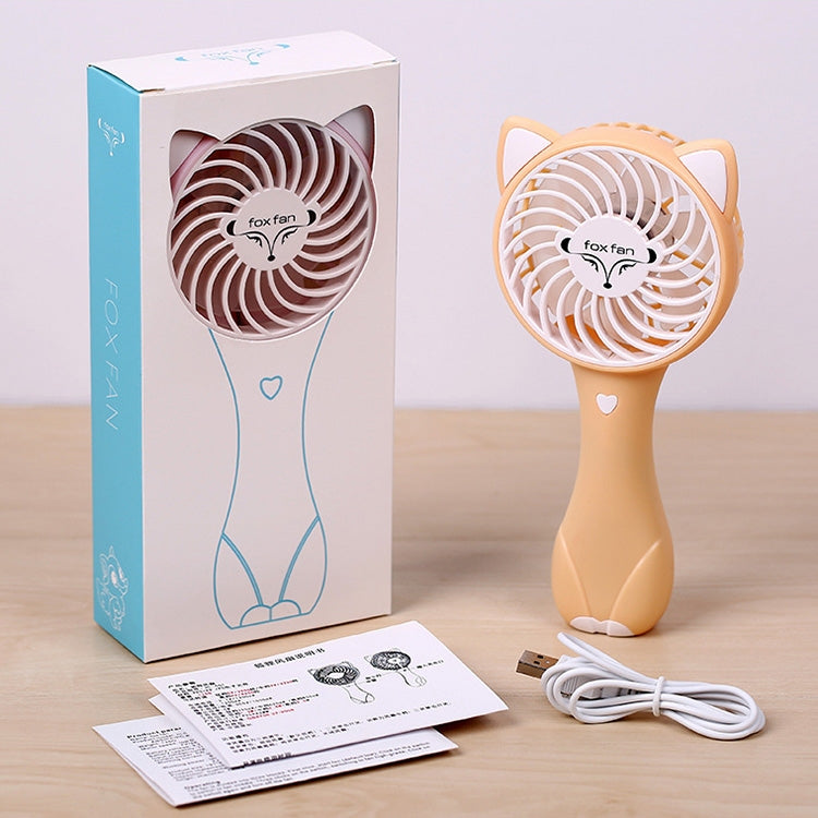 Cartoon Fox Shape Mute Handheld Fan 3 Speed USB Charging (Yellow)