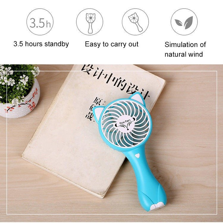 Cartoon Fox Shape Mute Handheld Fan 3 Speed USB Charging (Yellow)
