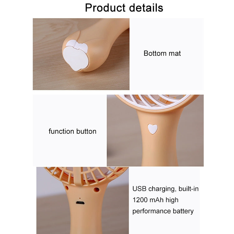 Cartoon Fox Shape Mute Handheld Fan 3 Speed USB Charging (Yellow)