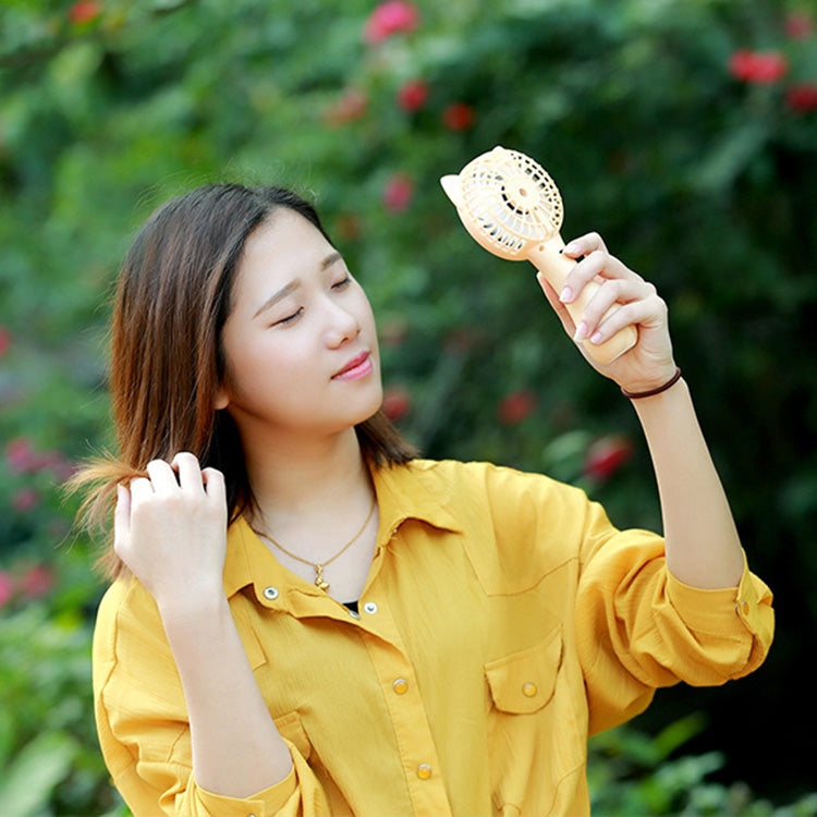 Cartoon Fox Shape Mute Handheld Fan 3 Speed USB Charging (Yellow)