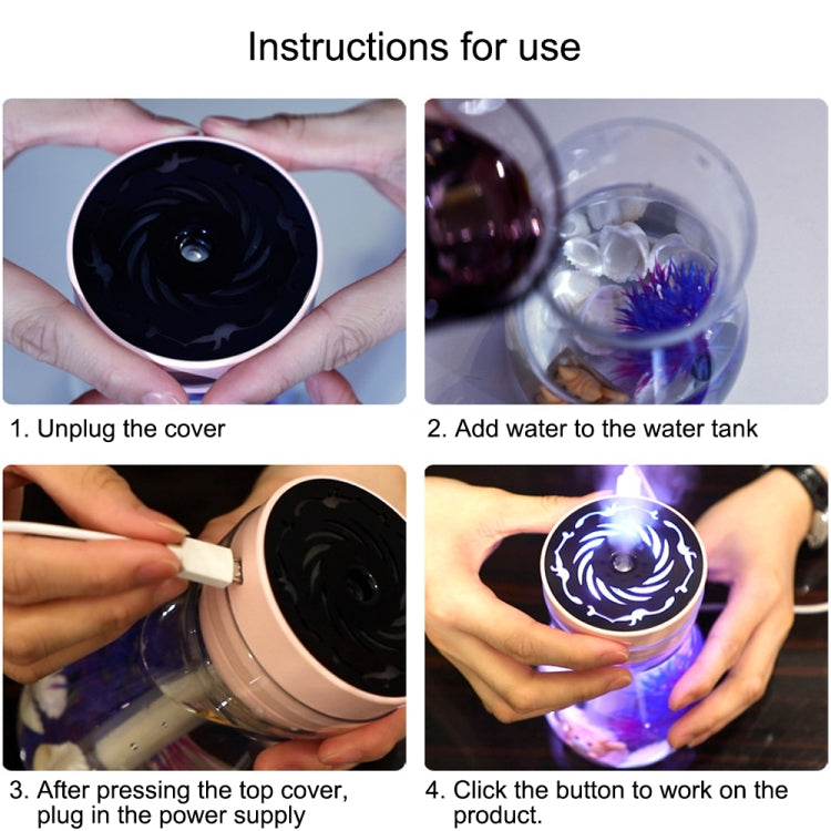 QW-068 380ml Mini USB Air Humidifier Home Office Mute Phoenix Colorful Lamp Automatic Alcohol Sprayer