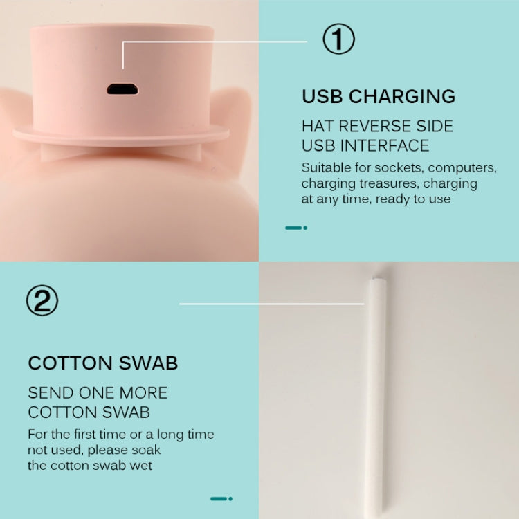 Q11 420ml Mini Cat Shape USB Air Humidifier Home Office Detachable Clock Automatic Alcohol Sprayer(Pink)