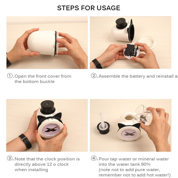 Q11 420ml Mini Cat Shape USB Air Humidifier Home Office Detachable Clock Automatic Alcohol Sprayer(Pink)