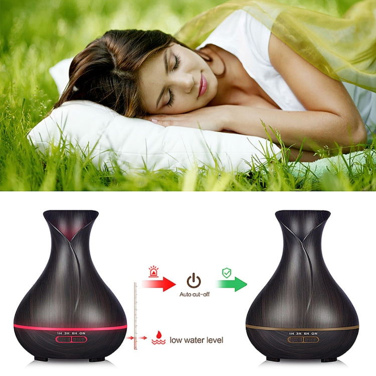 300ML Colorful Light Wood Grain Portable Vase Shape Aromatherapy Air Purifier Humidifier for Home / Office