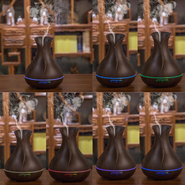 300ML Colorful Light Wood Grain Portable Vase Shape Aromatherapy Air Purifier Humidifier for Home / Office