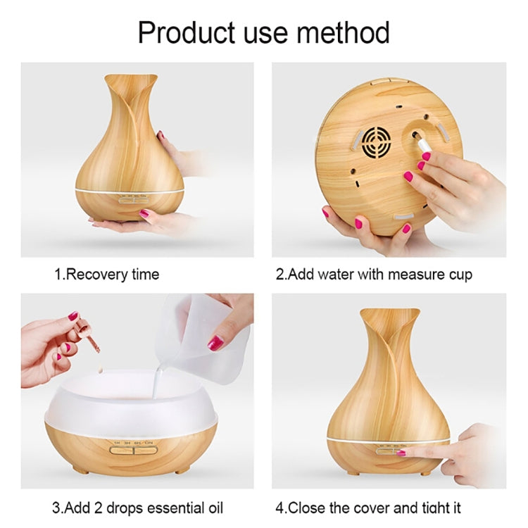 300ML Colorful Light Wood Grain Portable Vase Shape Aromatherapy Air Purifier Humidifier for Home / Office