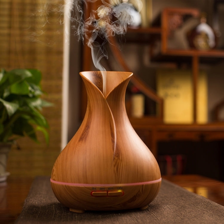 300ML Colorful Light Wood Grain Portable Vase Shape Aromatherapy Air Purifier Humidifier for Home / Office
