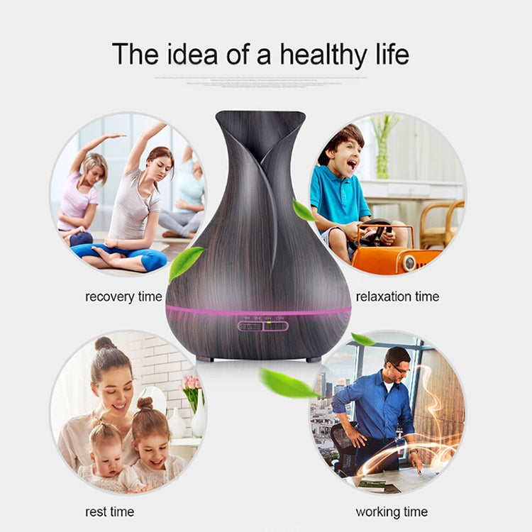 300ML Colorful Light Wood Grain Portable Vase Shape Aromatherapy Air Purifier Humidifier for Home / Office