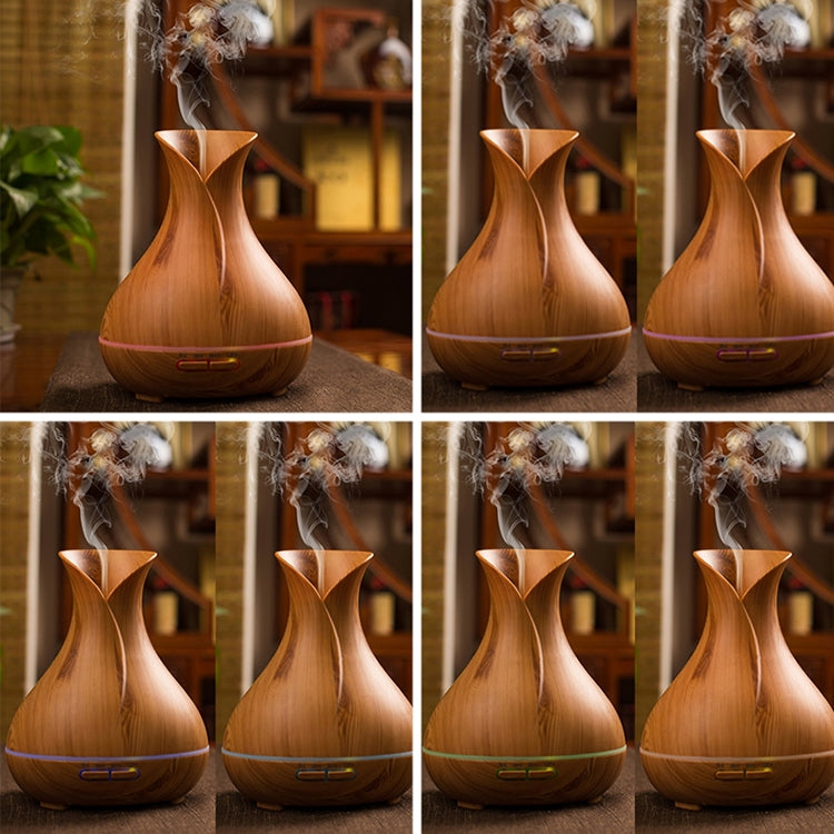 300ML Colorful Light Wood Grain Portable Vase Shape Aromatherapy Air Purifier Humidifier for Home / Office