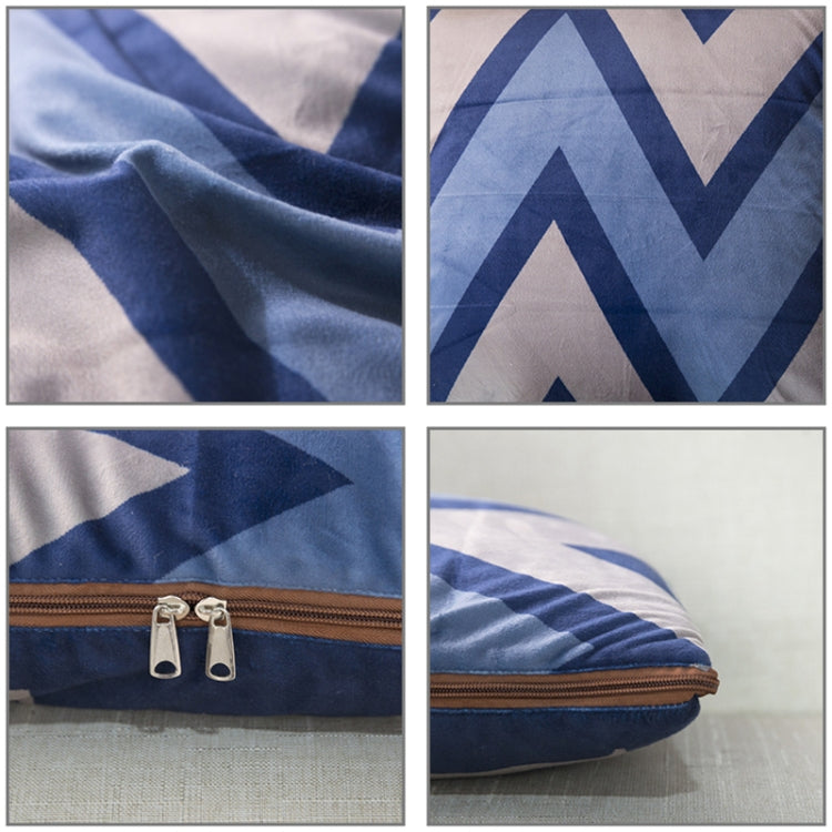 Blue Hello Pattern Multifunctional Plush Blanket Square Pillow Quilt Office Car Pillow Cushion, Size : L