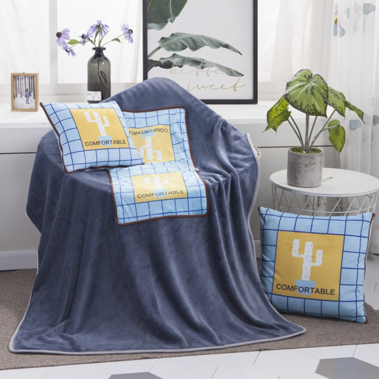 Cactus Pattern Multifunctional Plush Blanket Square Pillow Quilt Office Car Pillow Cushion, Size : L