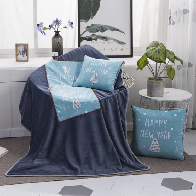Happy New Year Pattern Multifunctional Plush Blanket Square Pillow Quilt Office Car Pillow Cushion, Size : L