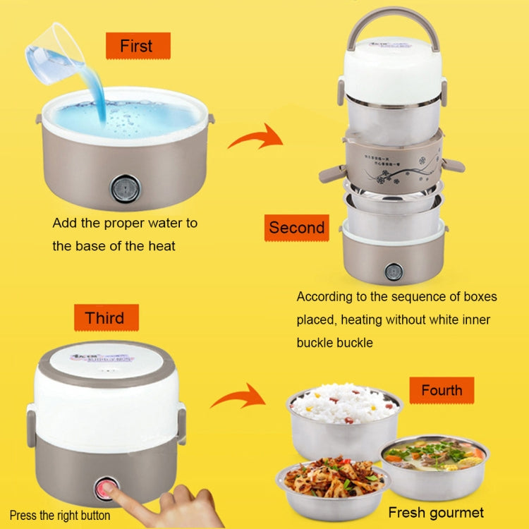 1.2L Single Layer 250W Multi-function Stainless Steel Inner Insulated Cooking and Heating Lunch Boxes, Size: 17*16cm