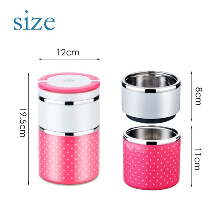 Portable Stainless Steel Dots Pattern Three Layers Insulated Round Children Adult Lunch Boxes, Random Color Delivery