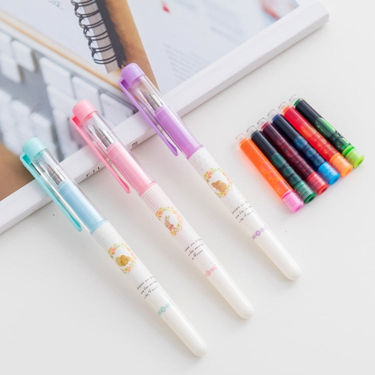 Office Supplies Color Ink Fountain Pen with 6 Replacement Refills, Random Color Delivery