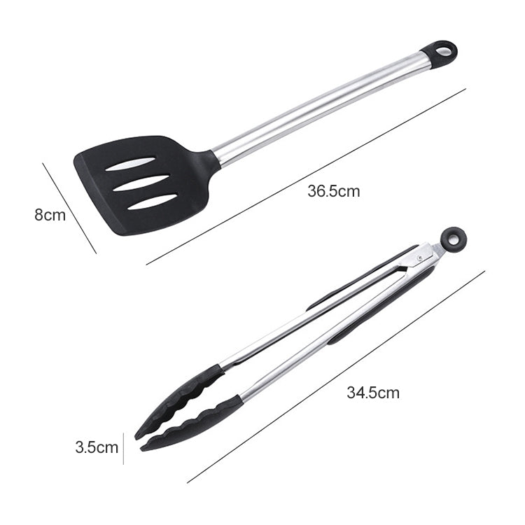 kn430 8 in 1 Silicone + Stainless Steel Kitchen Tools Set
