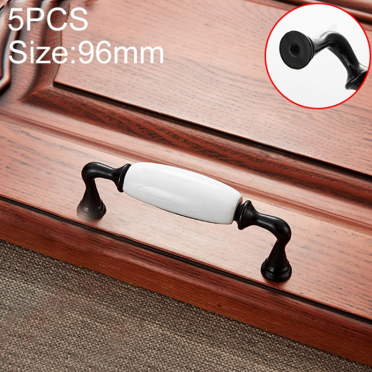 5 PCS 5035_96 Black and White Ceramic Closet Cabinet Handle Pitch: 96mm