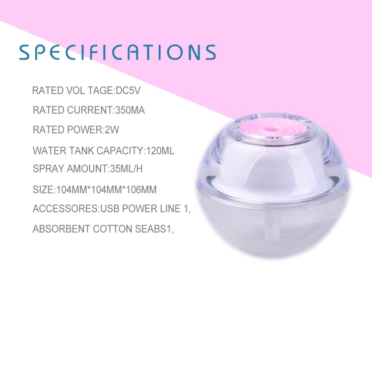 Sunshine XJ-03 2W Portable Crystal Ultrasonic Air Humidifier with LED Night Light, Water Tank Capacity: 120ml, DC 5V