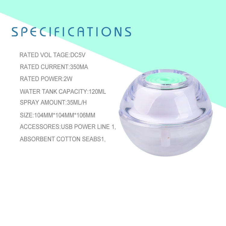 Sunshine XJ-03 2W Portable Crystal Ultrasonic Air Humidifier with LED Night Light, Water Tank Capacity: 120ml, DC 5V