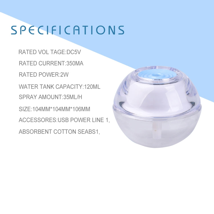 Sunshine XJ-03 2W Portable Crystal Ultrasonic Air Humidifier with LED Night Light, Water Tank Capacity: 120ml, DC 5V