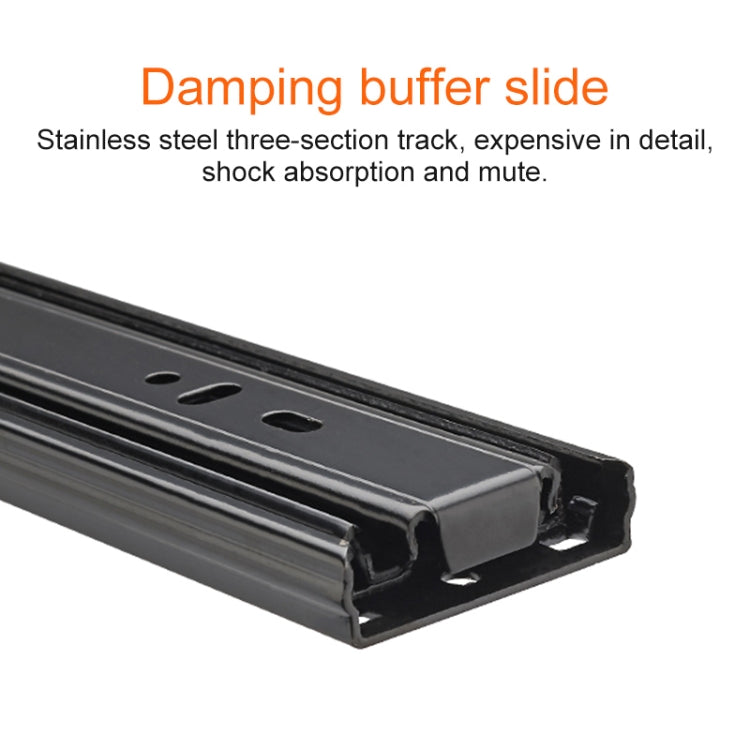 2 Pairs 10 inches 3-section Mute Cold Rolled Steel Sliding Drawer Slides Ball Slide Rail Length: 25cm